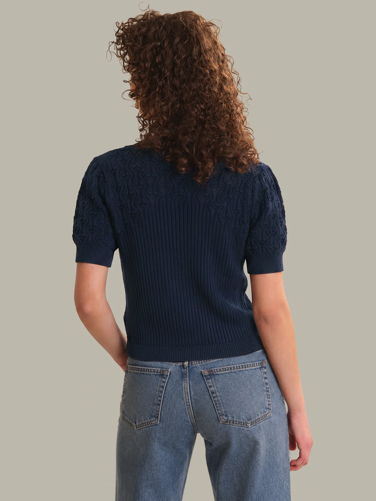 Kara: Bobble Knit Cotton Cardigan - Image 3