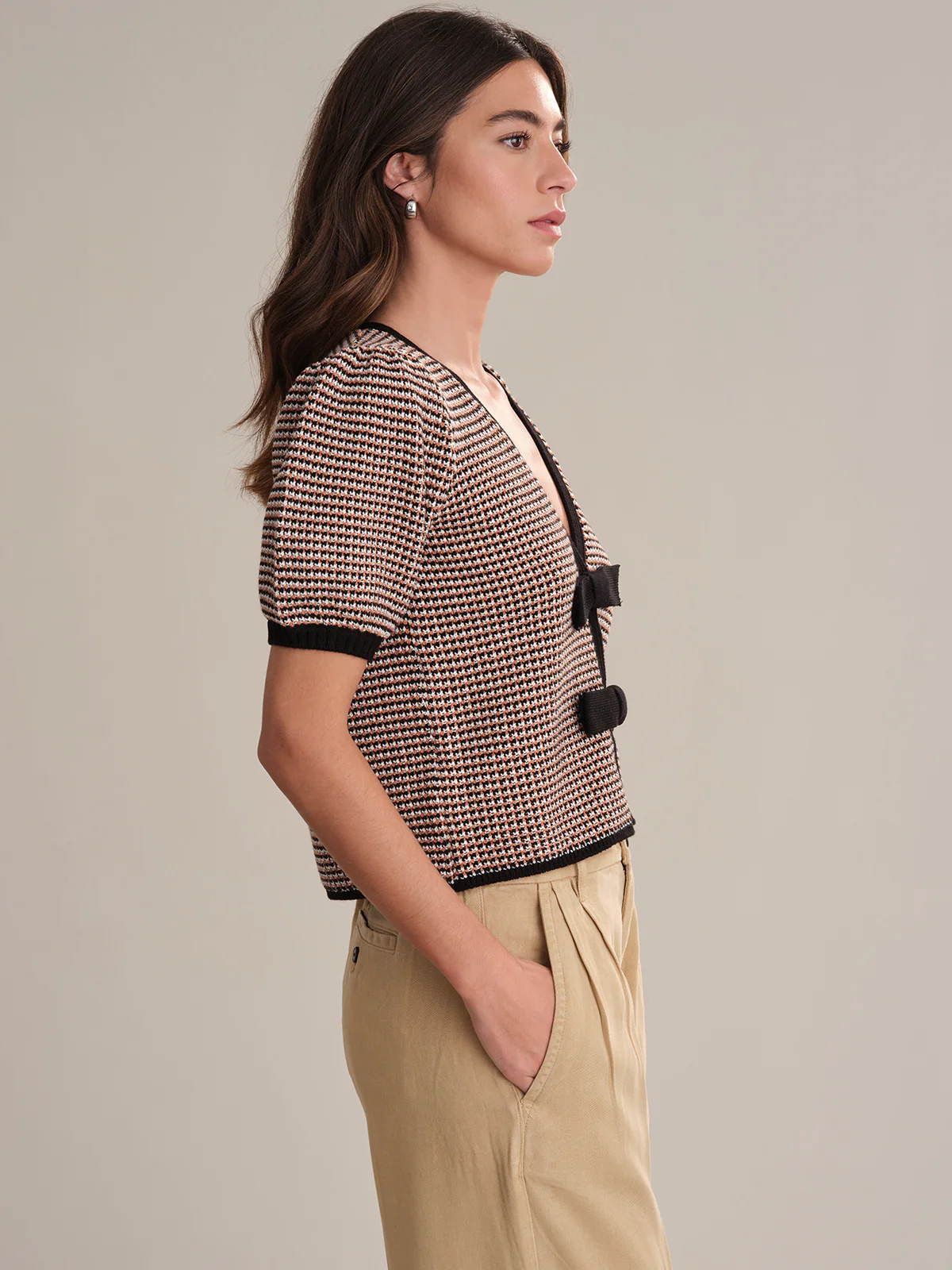 Elaine: Cotton Puff Sleeve Tie Front Top - Image 2