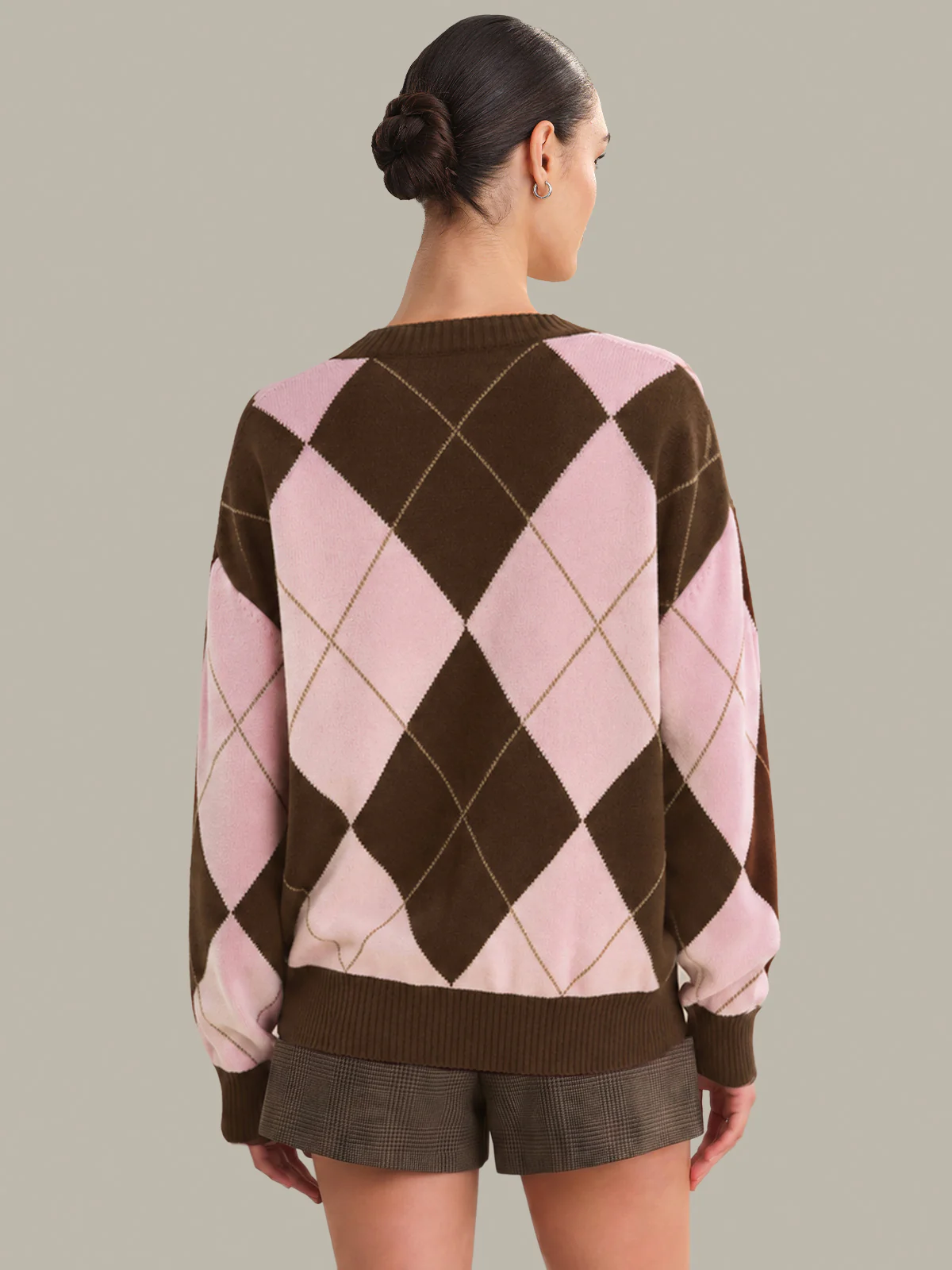 Holland: Oversized 100% Cashmere Argyle Sweater - Image 3
