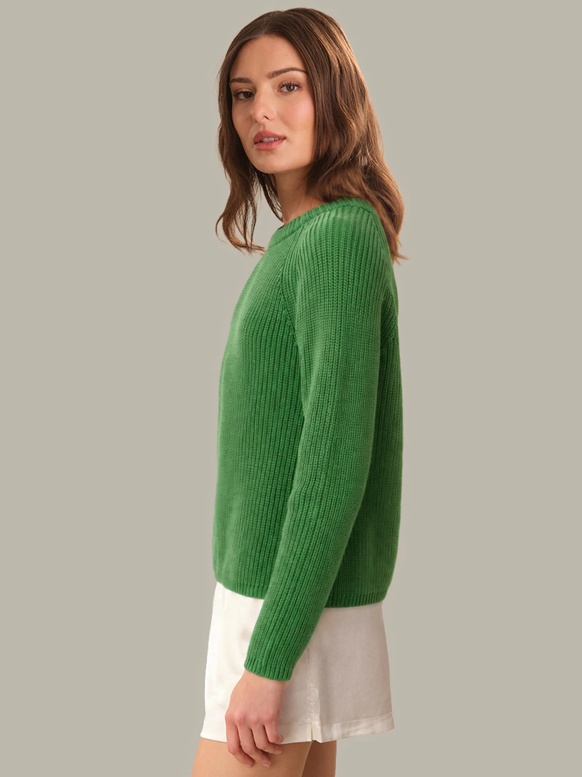 Jane: Crewneck Shaker Stitch Cotton Sweater - Image 2