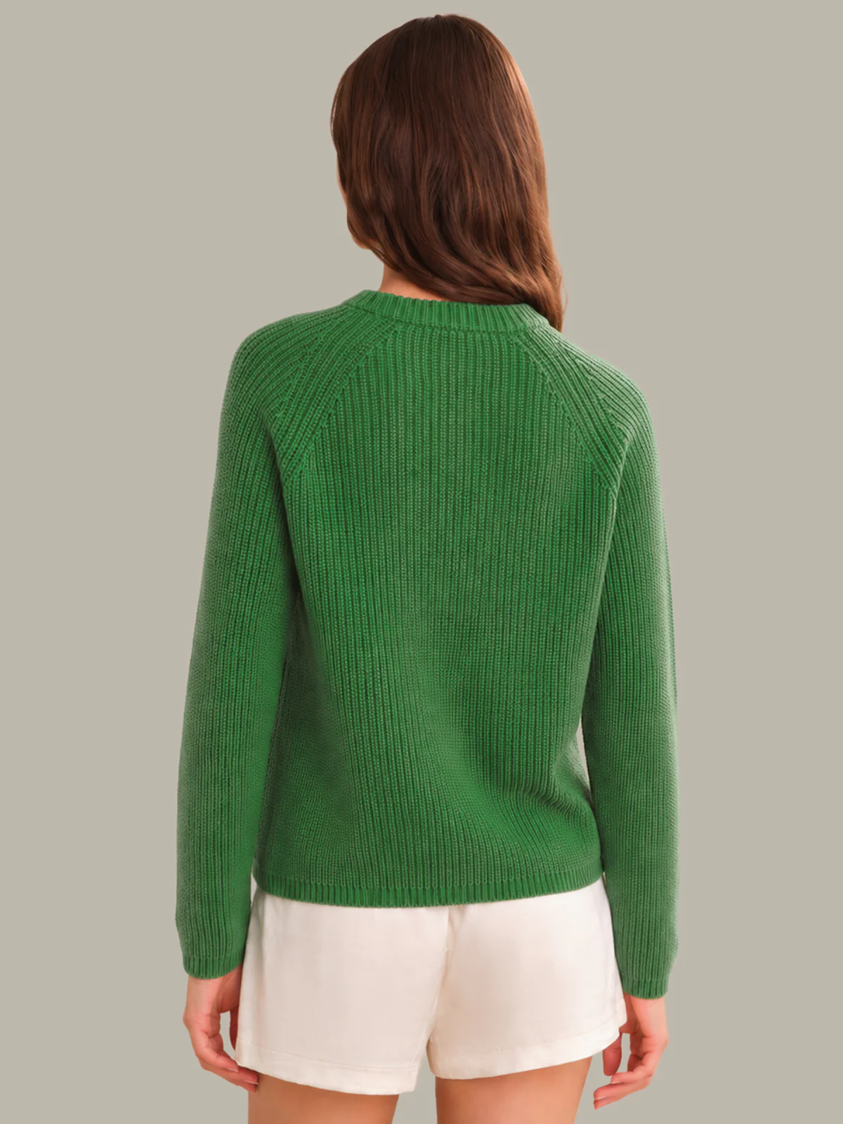 Jane: Crewneck Shaker Stitch Cotton Sweater - Image 3
