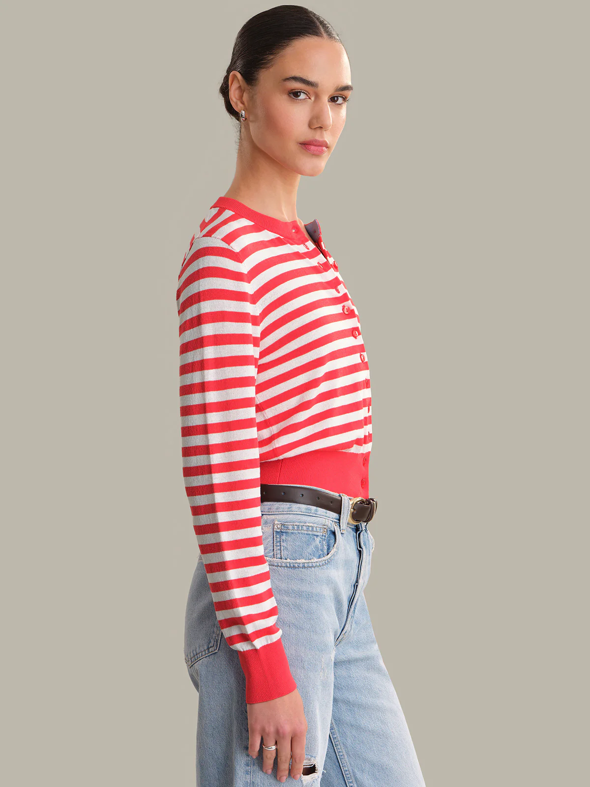 Jordan: Striped Cropped Cardigan - Image 2