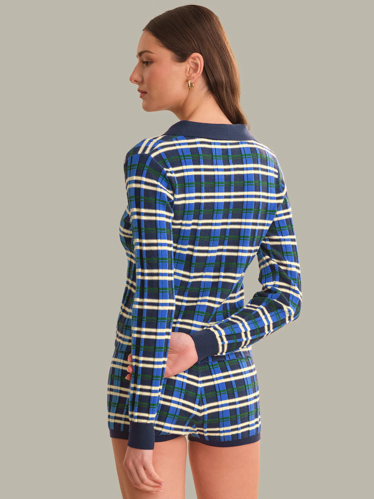 Sienna Plaid Rib Polo Top - Image 3