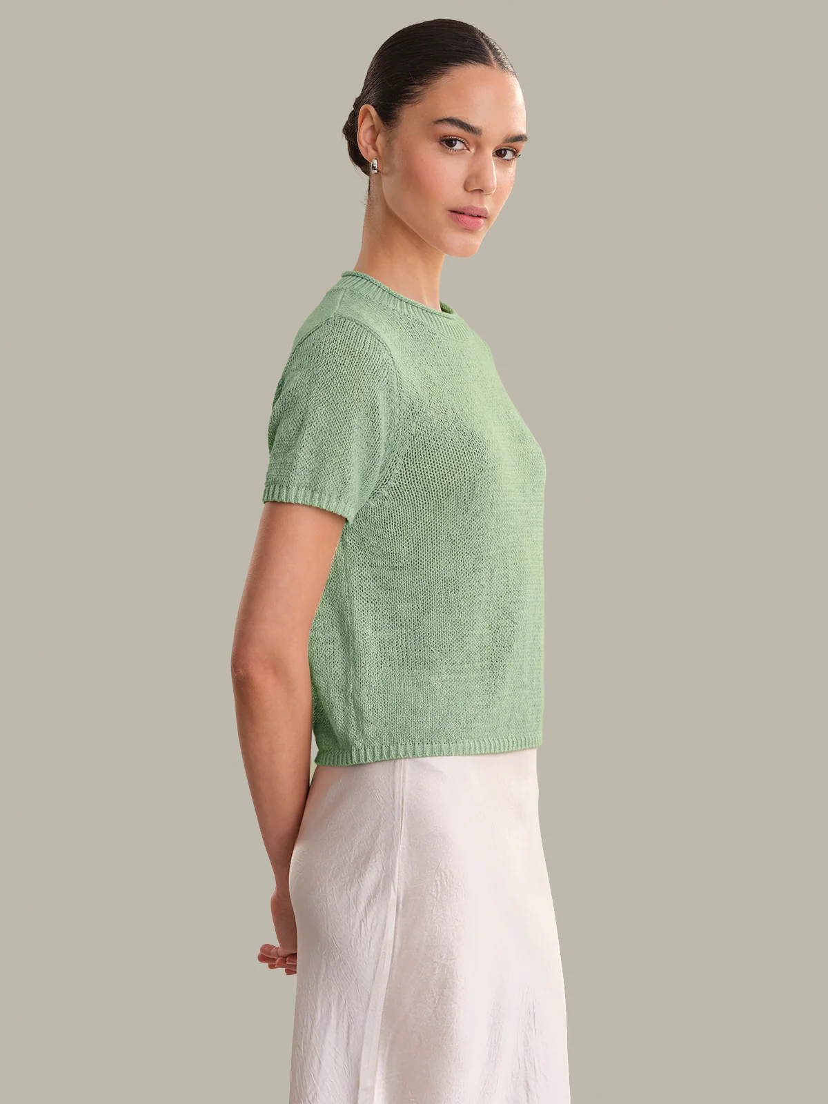 Terri: Roll Edge Short Sleeve Sweater - Image 2