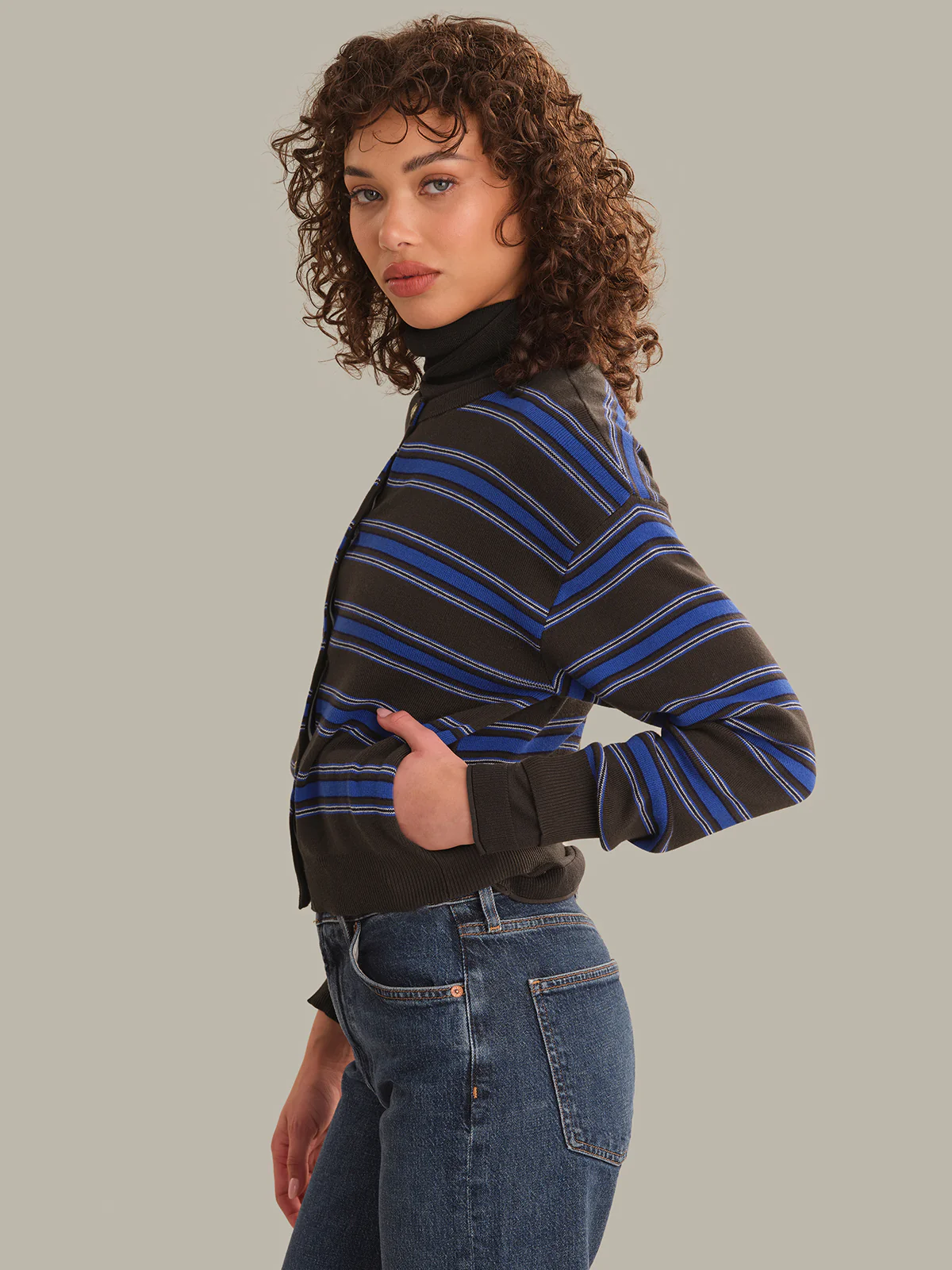 Tove Crewneck Stripe Cardigan - Image 2