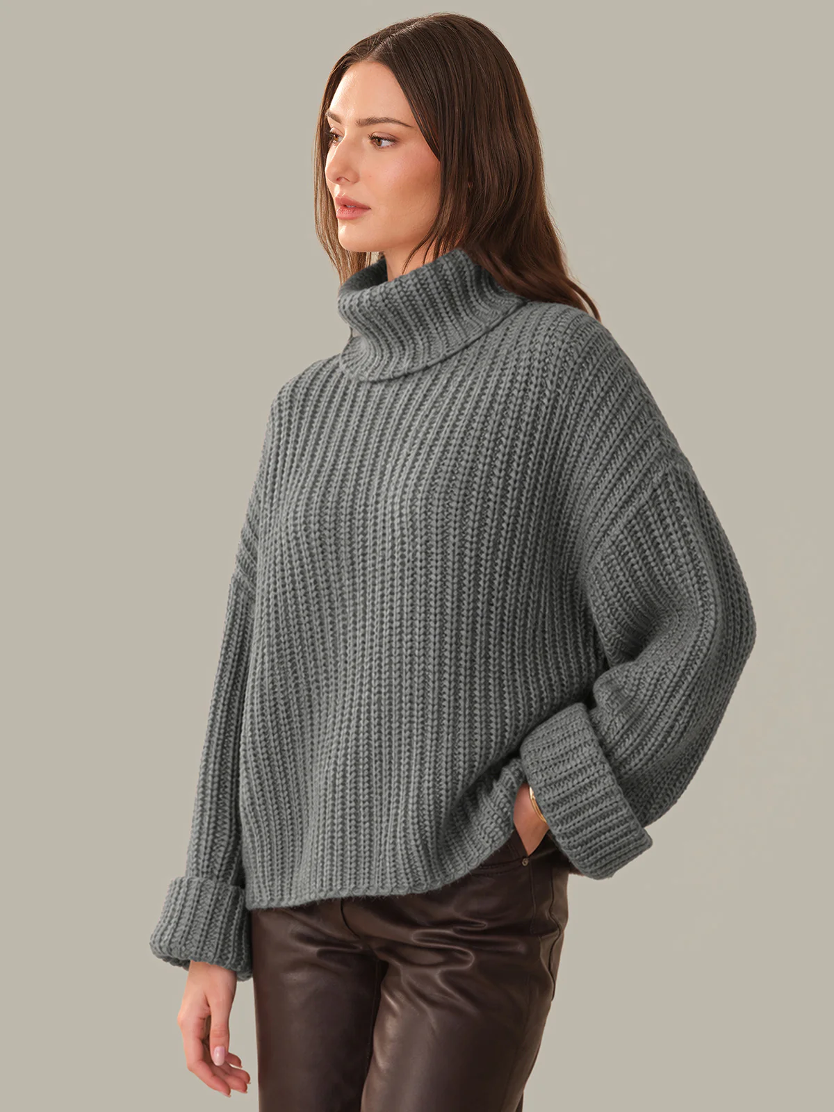 Vida: Turtleneck Shaker Pullover - Image 2