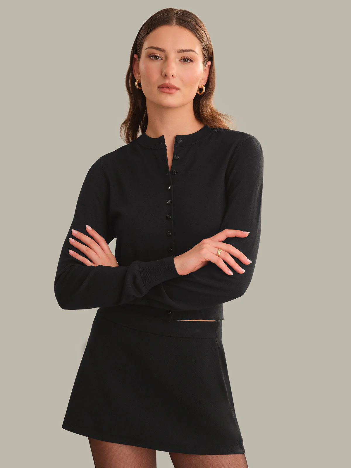 Winona Longsleeve Button Crew Cardigan